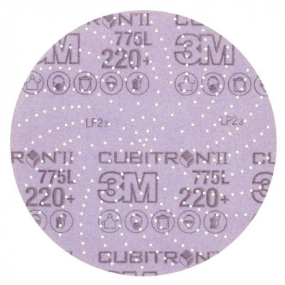3M™ Cubitron™ II Hookit™ 775L Шлифовальный Круг, 220+, 150 мм, Клин Сэндинг, № 64271, 50 шт./уп.